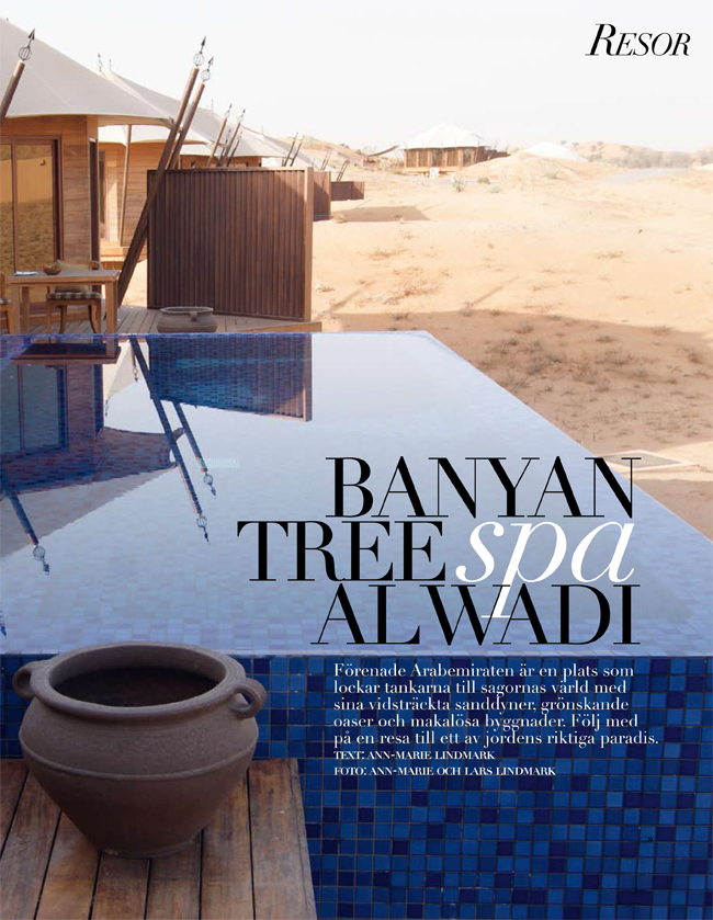 Banyan Tree Spa Al Wadi - artikel i Lifestyle Woman. Ann-Marie och Lars Lindmark